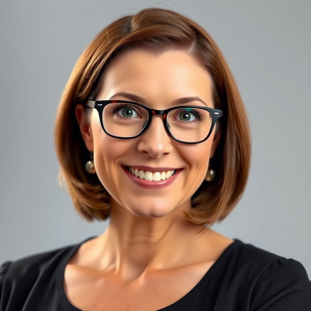 Headshot of Eleanor Vance, a smiling woman with glasses and shoulder-length brown hair.